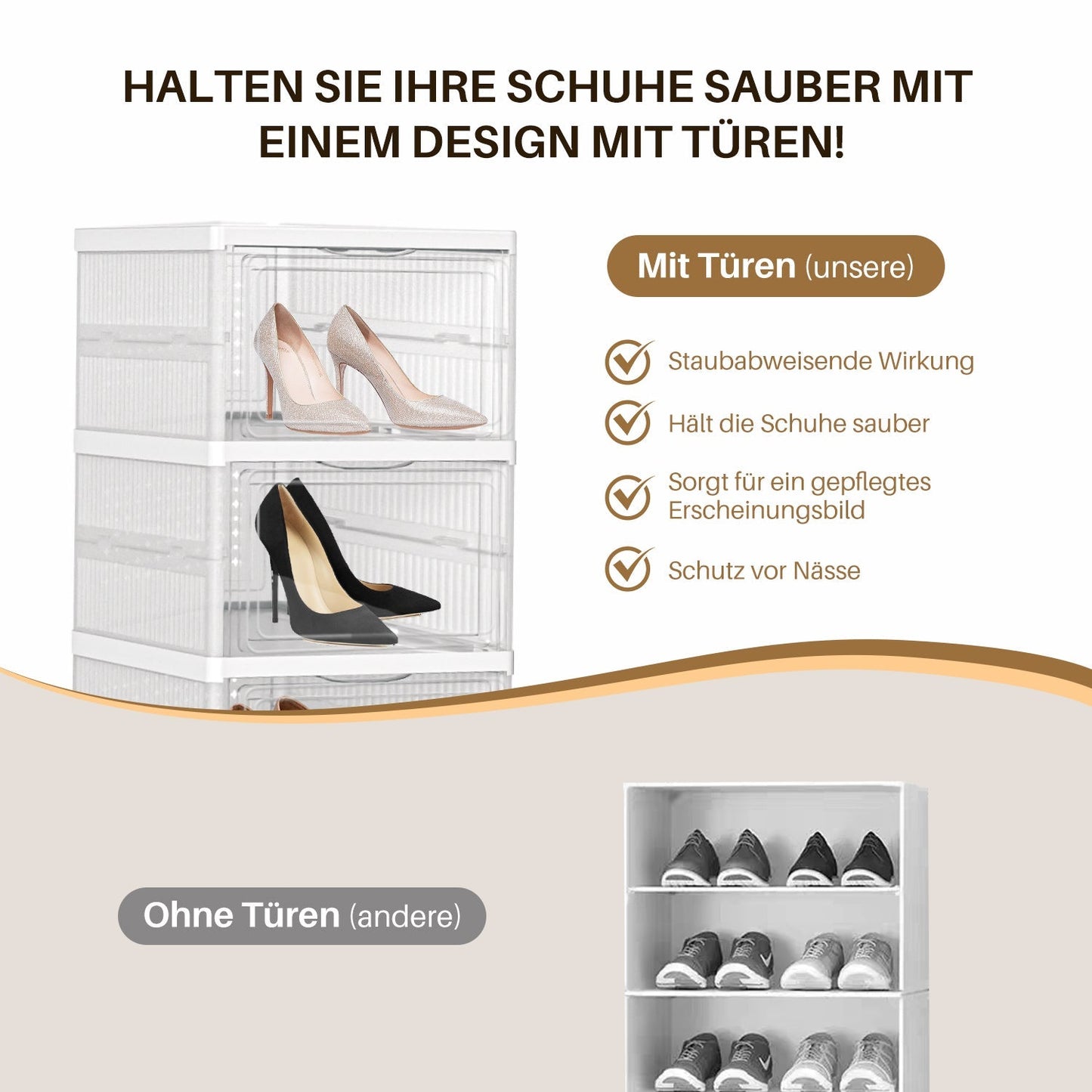 6 Ebenen Schuhboxen Aufbewahrungsbox Stapelbar | Brehn