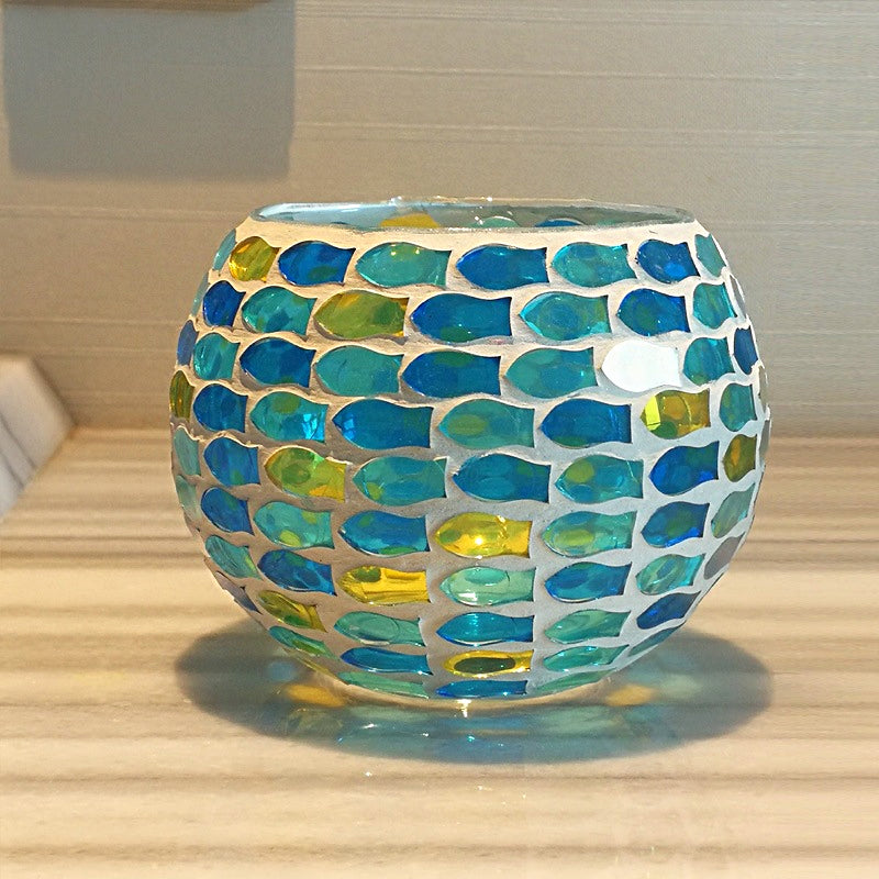 Europäischer Retro Glas Mosaik Teelichthalter