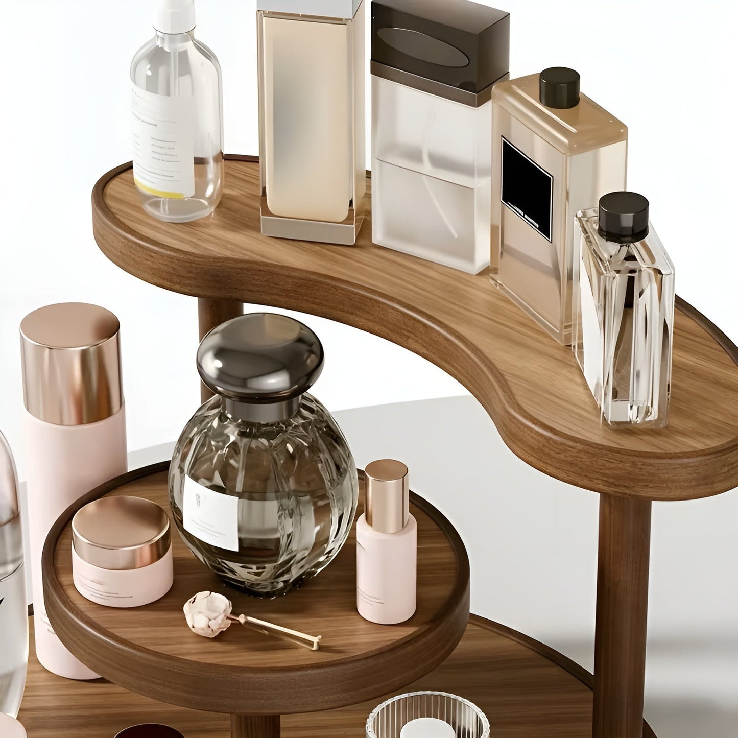 Drehbarer Make-up-Organizer aus Holz – 3-stufig und stabil | Praktische Aufbewahrung für Kosmetikartikel