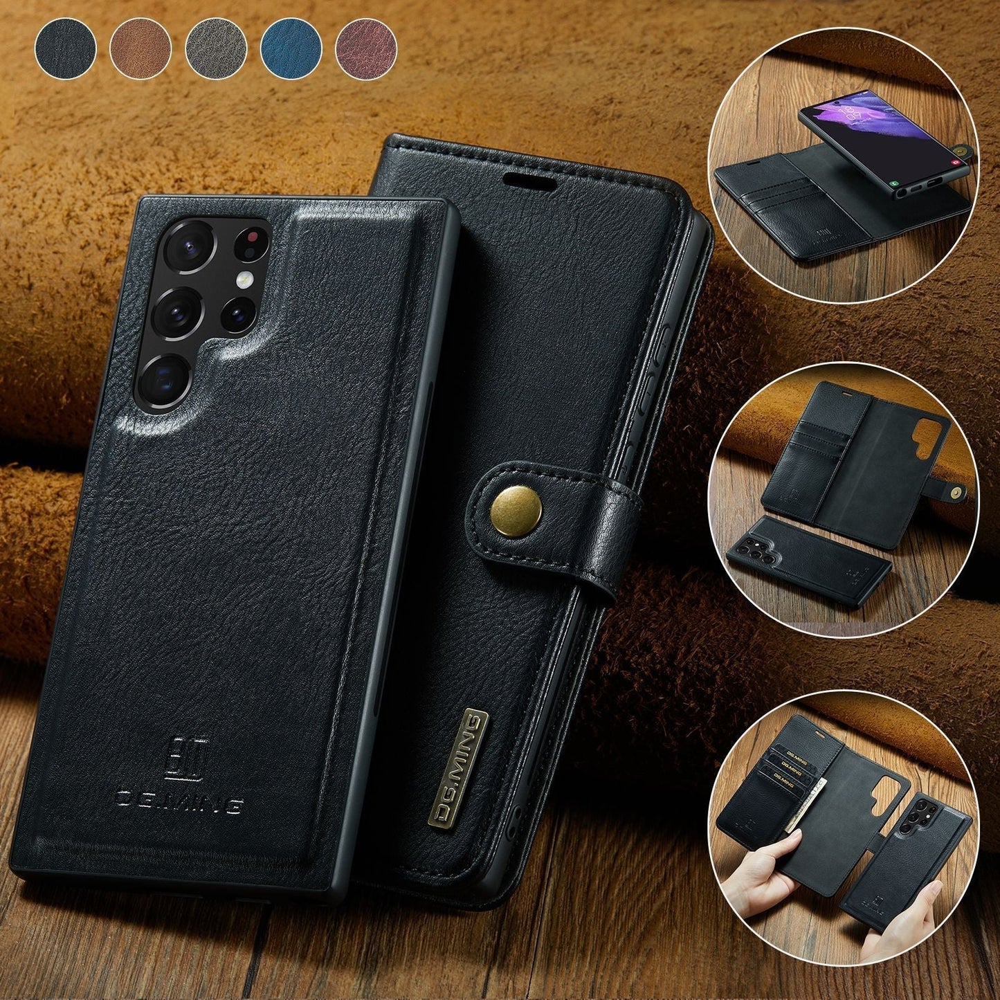 Brehn | 2 in 1 abnehmbare Flip-Ledertasche für Samsung Galaxy