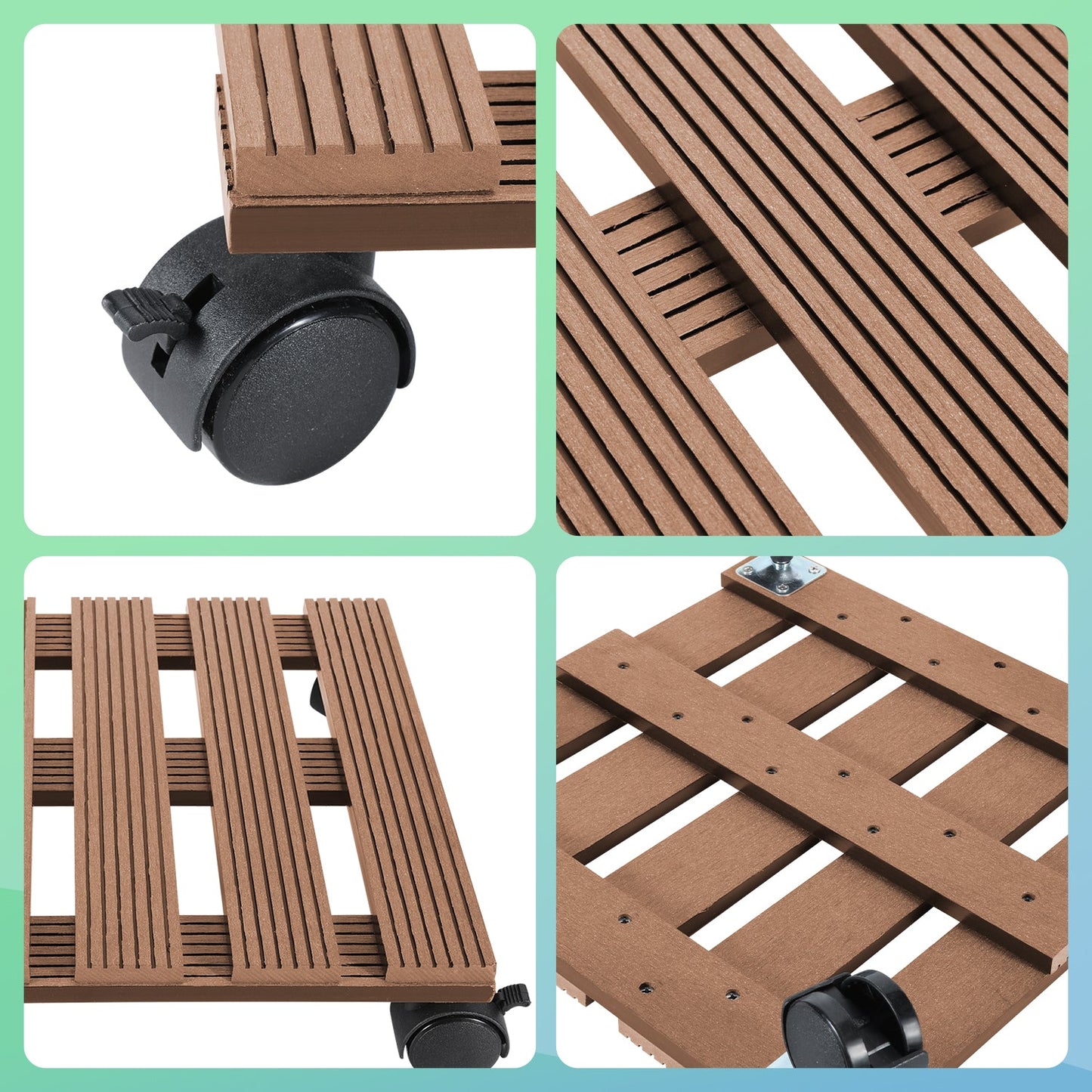 WPC Pflanzenroller Eckig mit Rollen Tragkraft 80 kg | Brehn