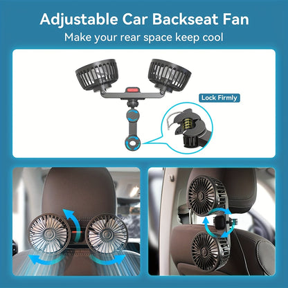 1 Pc Auto-Lüfter, Auto Kleiner Klimaanlage, Doppelseitiger Hecklüfter, Starker Wind, 360 Grad Drehung, Großes Luftvolumen, Subwoofer-Betrieb, Basis-Festklemm-Montagemethode, Geeignet für Auto Zuhause | Brehn