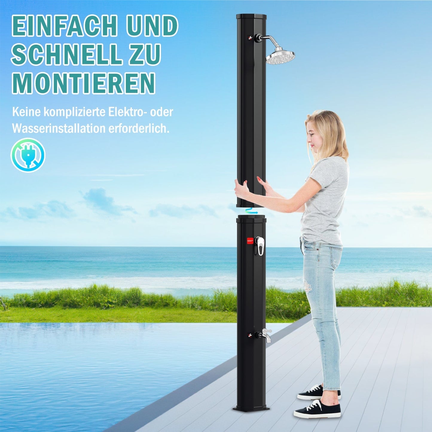 Solardusche 35L Gartendusche Inkl. Schutzhaube | Brehn