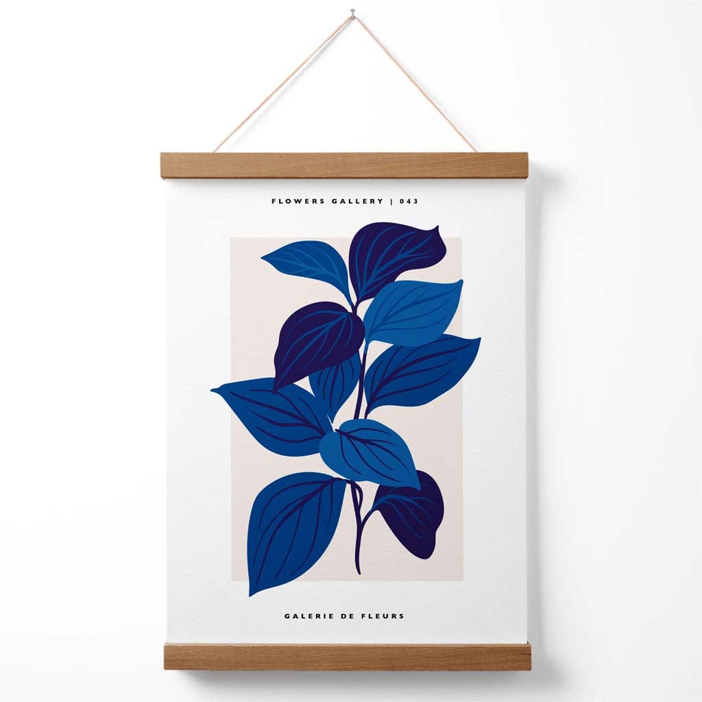 Ausstellungsplakat für den Blumenmarkt „Blue Botanicals“ mit Aufhänger