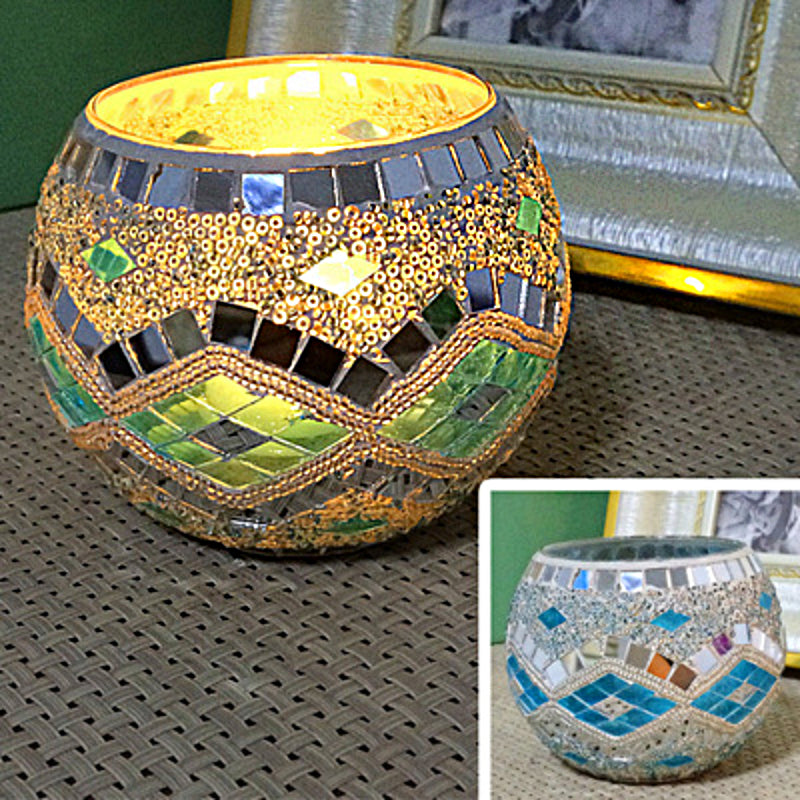 Europäischer Retro Glas Mosaik Teelichthalter