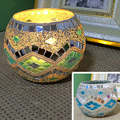 Europäischer Retro Glas Mosaik Teelichthalter