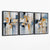 Abstraktes 3er-Set Leinwandbilder in Blau und Orange auf Beige