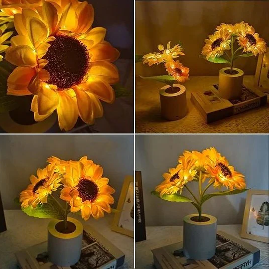 Sonnenblumenlampe – Künstliche Sonnenblume im Topf mit LED-Beleuchtung – Geschenkidee zum Valentinstag, Muttertag und Geburtstag