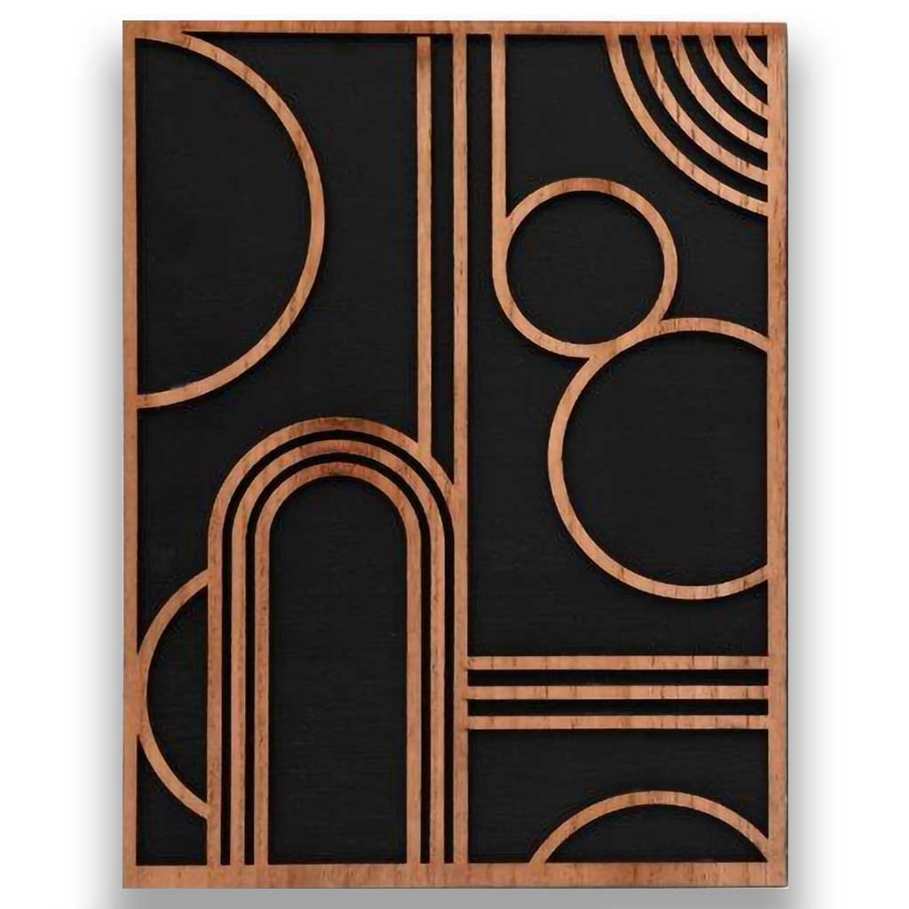 Abstrakte geometrische Holzwandkunst, 30 x 40 cm