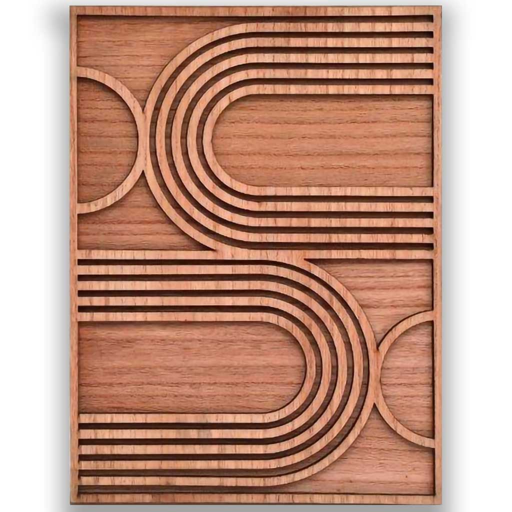 Abstrakte geometrische Holzwandkunst, 30 x 40 cm