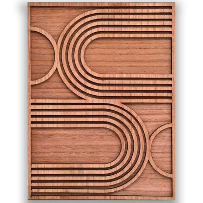Abstrakte geometrische Holzwandkunst, 30 x 40 cm