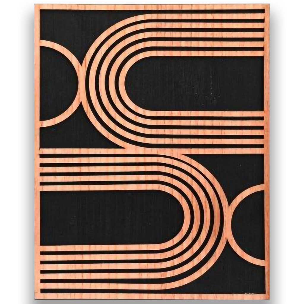 Abstrakte geometrische Holzwandkunst, 40 x 50 cm