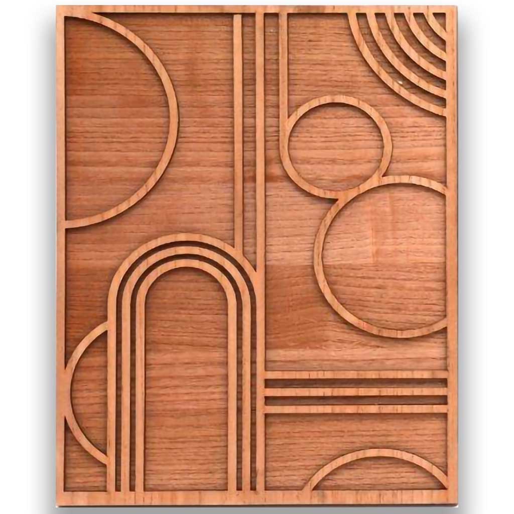 Abstrakte geometrische Holzwandkunst, 40 x 50 cm