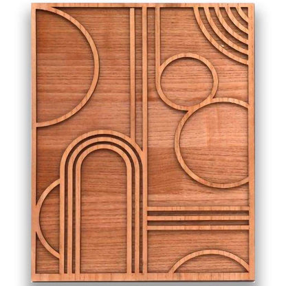 Abstrakte geometrische Holzwandkunst, 40 x 50 cm