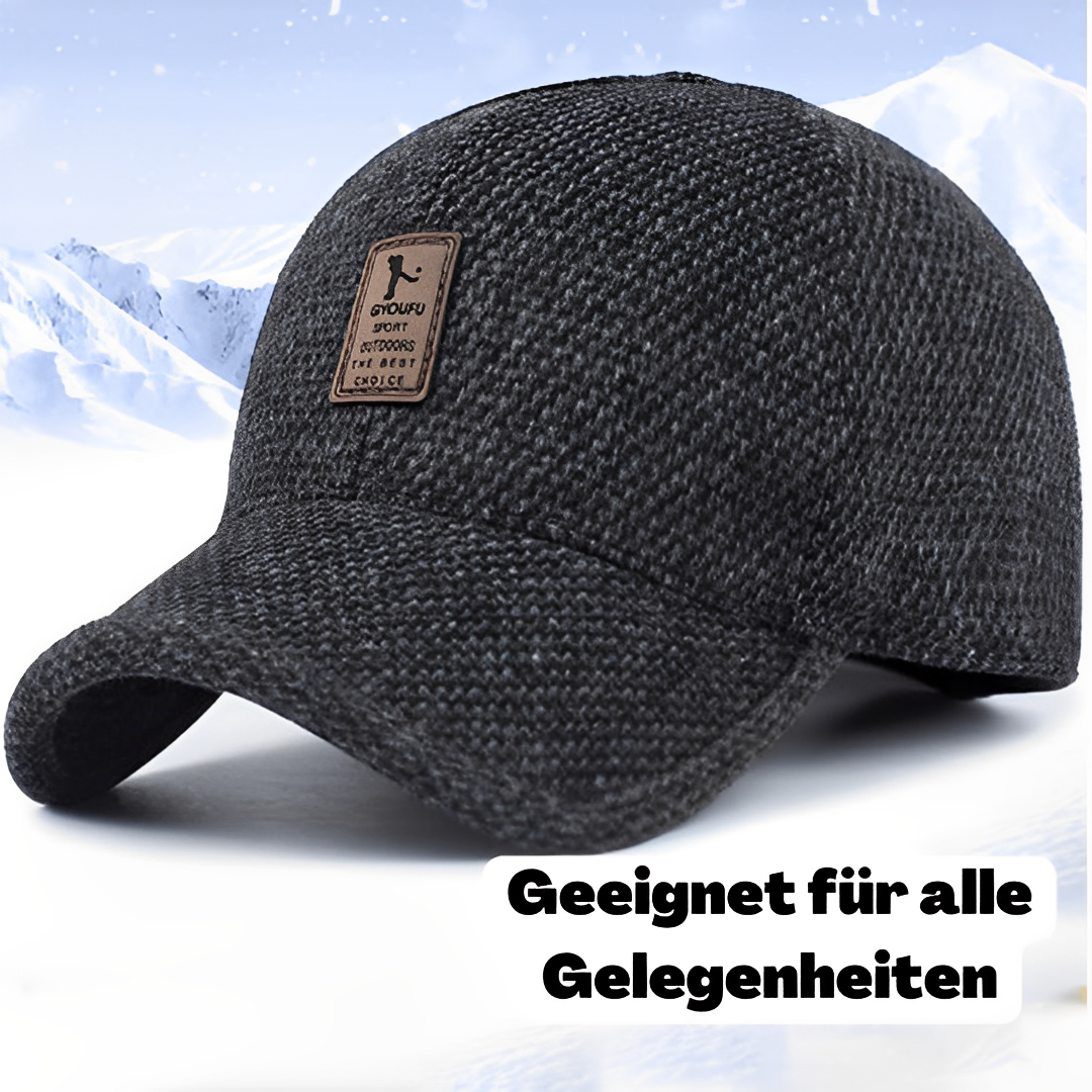 Brehn Winter Baseball Cap | Warme Herren-Mütze mit einklappbaren Ohrenschützern (Verstellbar 57-61cm)