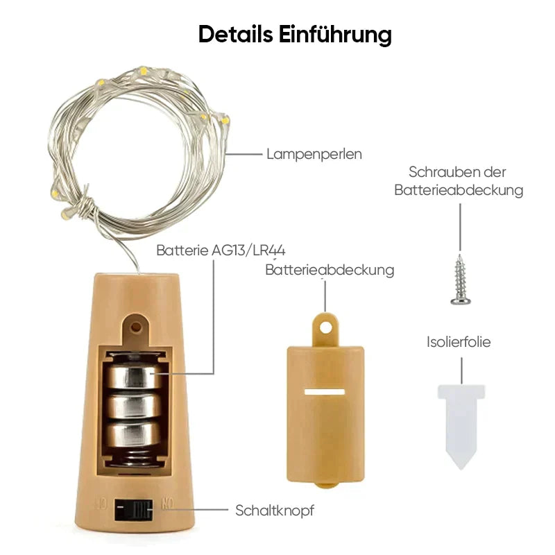 LED-Weinflaschenlichter Kork Nachtlicht DIY Decor Lift - Stück | Brehn
