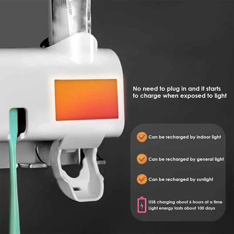 Brehn | Smart UV-Licht Sterilisator Zahnbürstenhalter, Wandmontage Zahnpastaspender