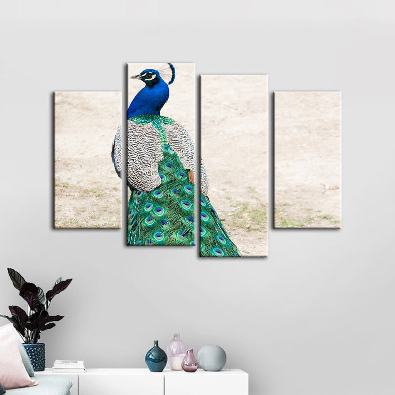 4-teilige Rock Elegante Pfau - Leinwand Wandkunst Malerei