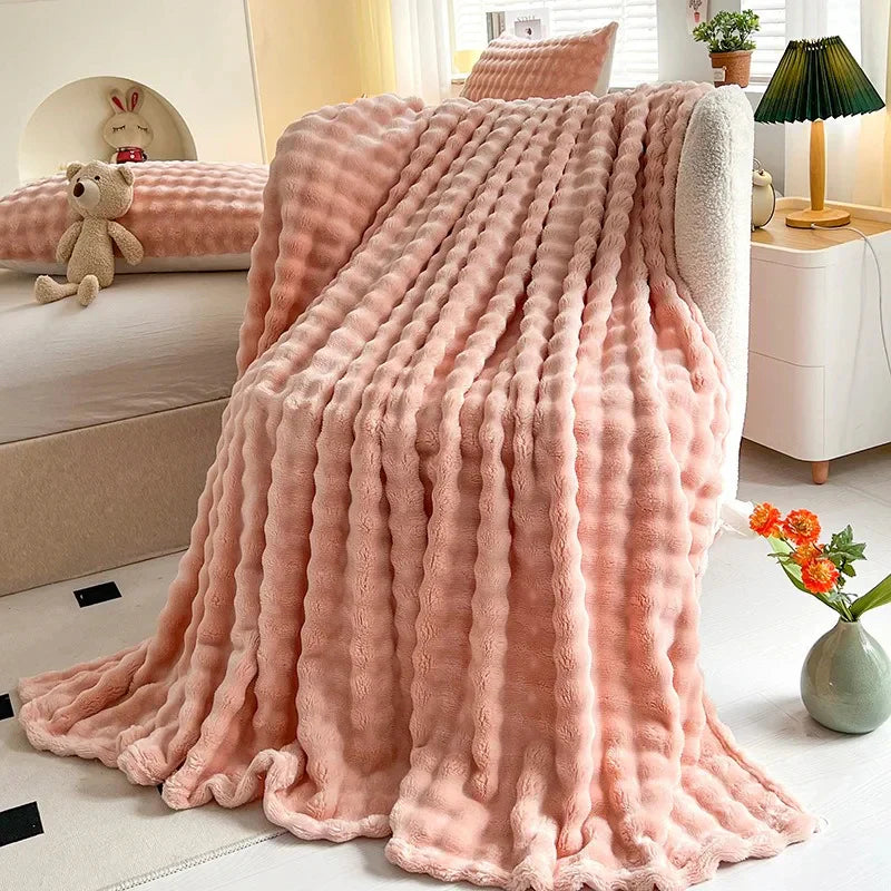 Brehn | Luxuriöse Blasenstruktur Fleece-Decke - BubbleNest