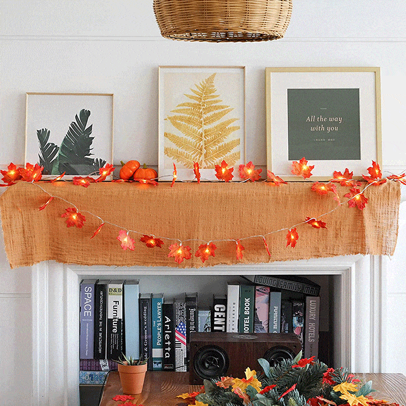 Thanksgiving-Dekor Herbst Ahornblatt Lichterkette | Brehn