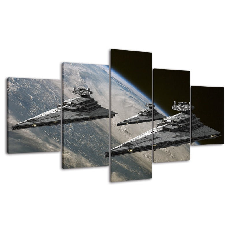 5 Stück Fantastische Aussicht aus dem Weltraum - Leinwand Wandkunst Gemälde