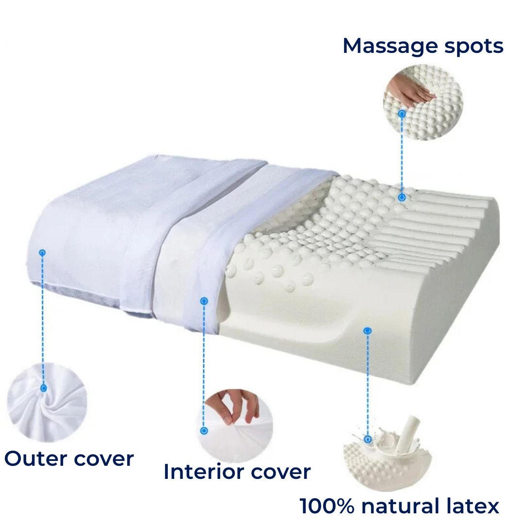 EcoNeck Comfort | 100% Naturkautschuk Orthopädisches Kissen - gegen Nackenschmerzen - Bequemes und Unterstützendes Kissen - Besserer Schlaf - Wellness Brehn