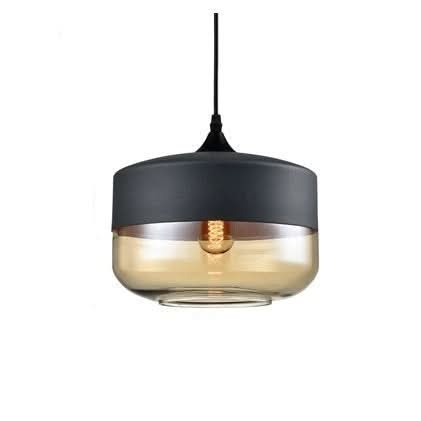 Handgeblasene Pendelleuchte aus Glas und Holz, verstellbar