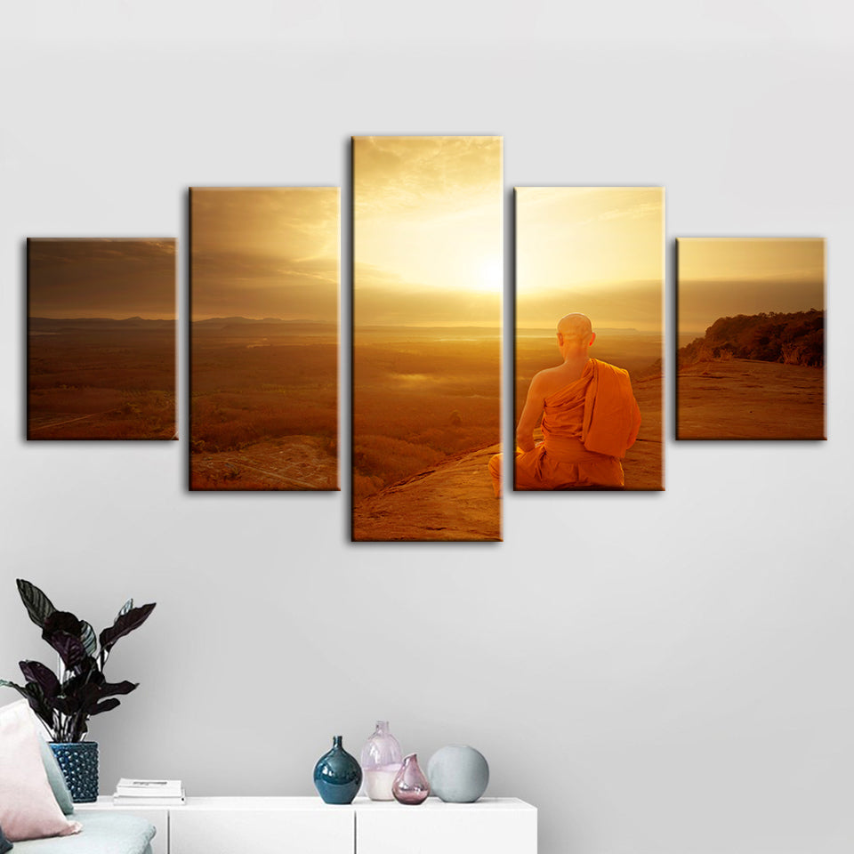 Warmer Morgen, 5-teiliges Leinwandbild