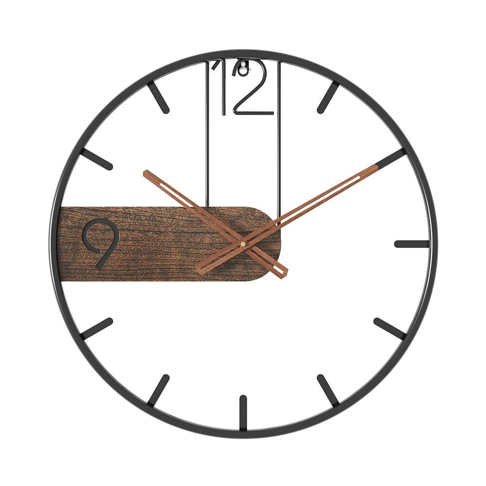 Robuste Wanduhr aus Stahl und Walnussholz – Stilvolles Design für jedes Interieur