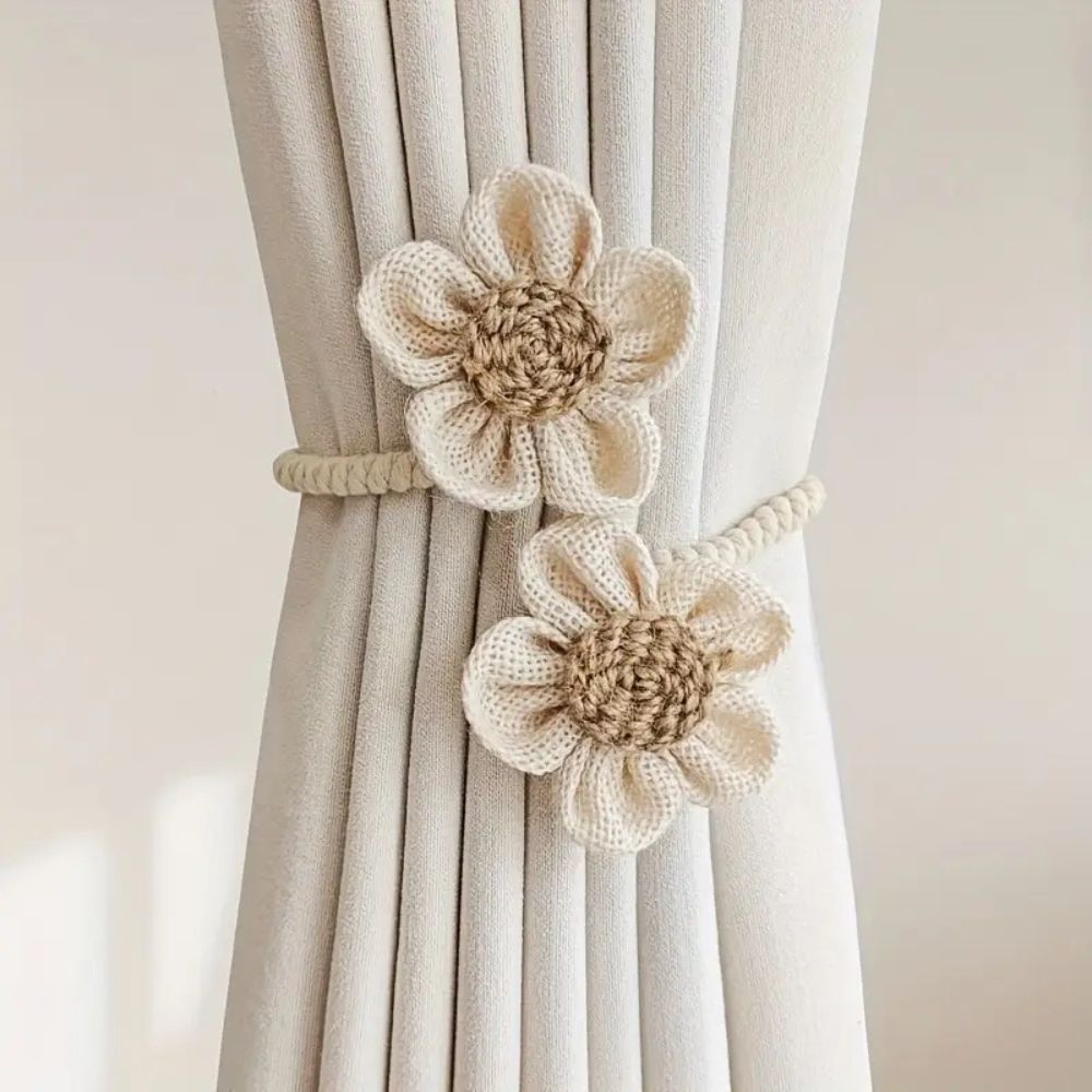 Raffhalter aus Hanf mit Blumenmuster | 2er-Set