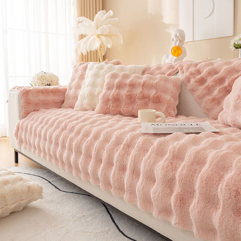 Ultra-weiche Kaninchenplüsch Sofaauflagen für gemütliche Eleganz