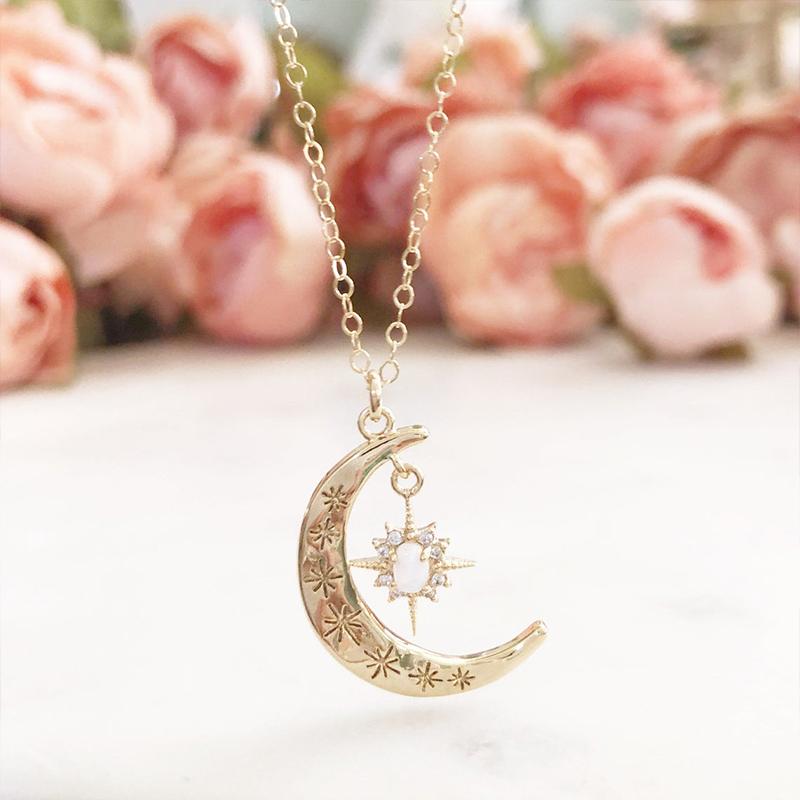 Moon & Sun Croissant Necklace | Brehn