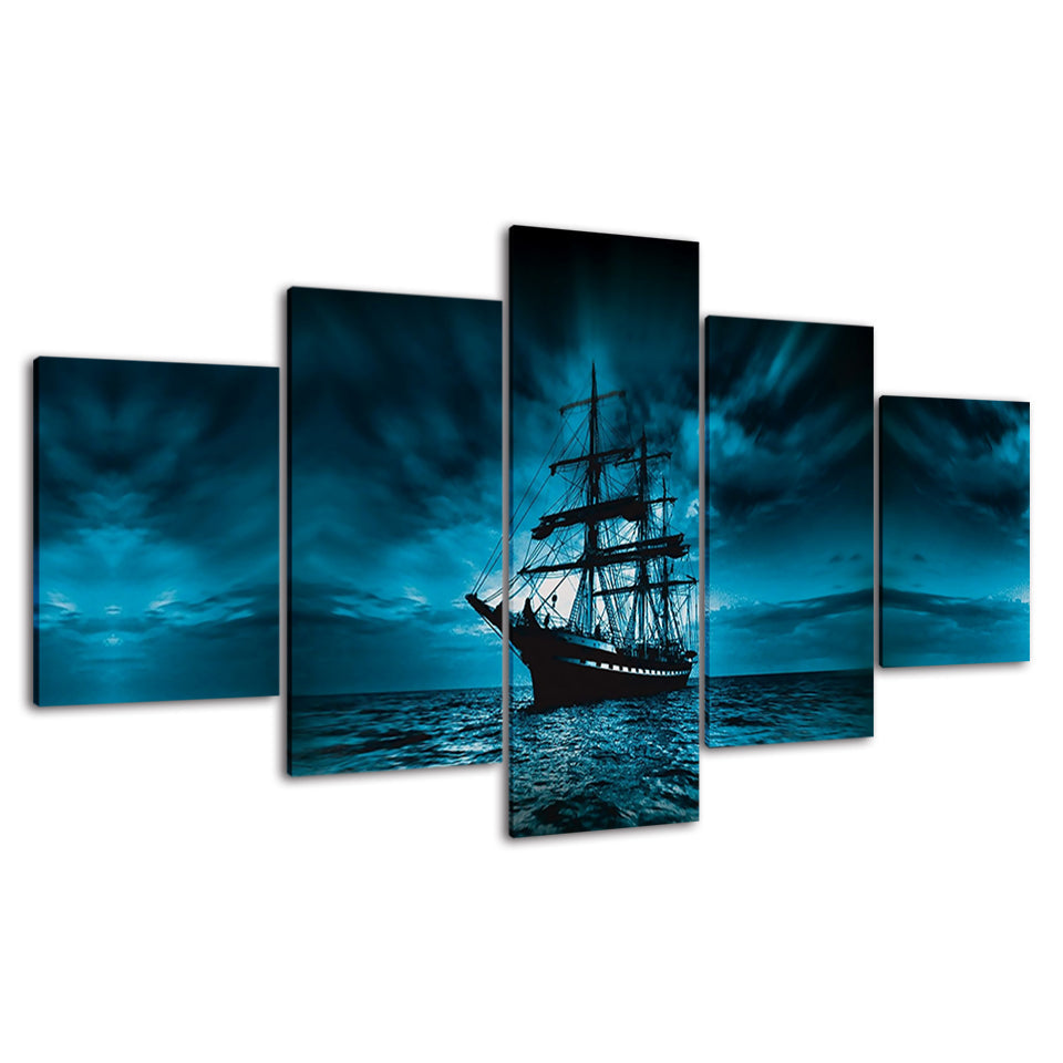 Deep Dark Ship - Leinwand Wandkunst Gemälde