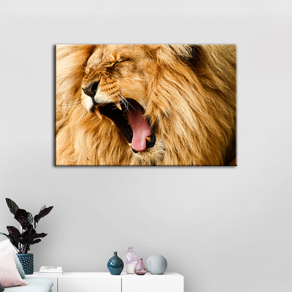 Wütender Löwe Brüllen - Leinwand Wandkunst Malerei