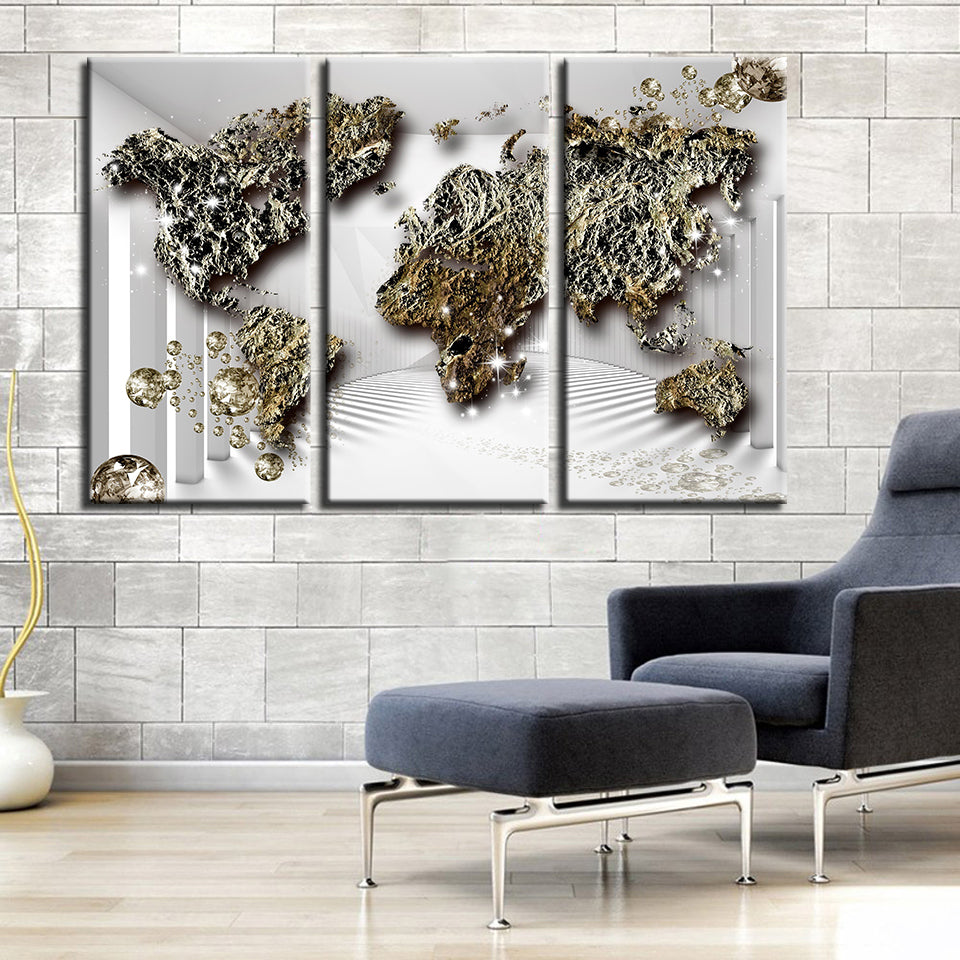 Klassische Alte Rustikale Weltkarte-Canvas Wandkunst Gemälde