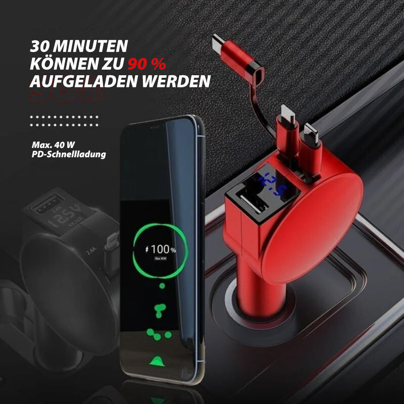 Brehn | 3-in-1 einziehbarer Schnelllade Autoadapter