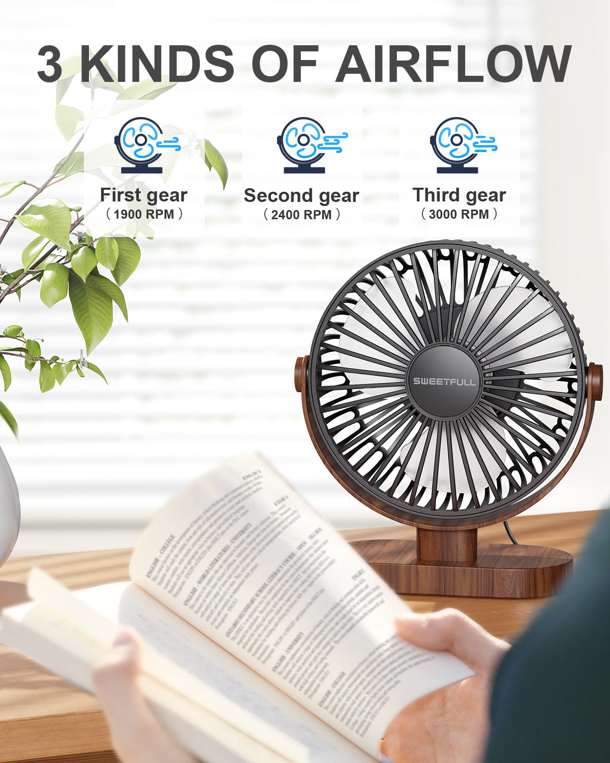 6,5 Zoll USB Kleiner Tischventilator für Zuhause Büro Auto Outdoor Reisen | Brehn