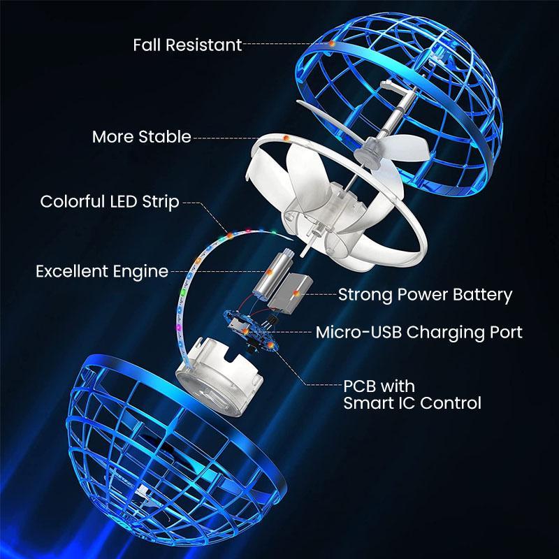 Brehn | Professional Hoverball | Fliegender Orb mit LED-Effekten | Aerodynamisches Bumerang-Design | Bruchfestes Gehäuse | USB-Wiederaufladbar | Interaktives High-Tech Spielzeug