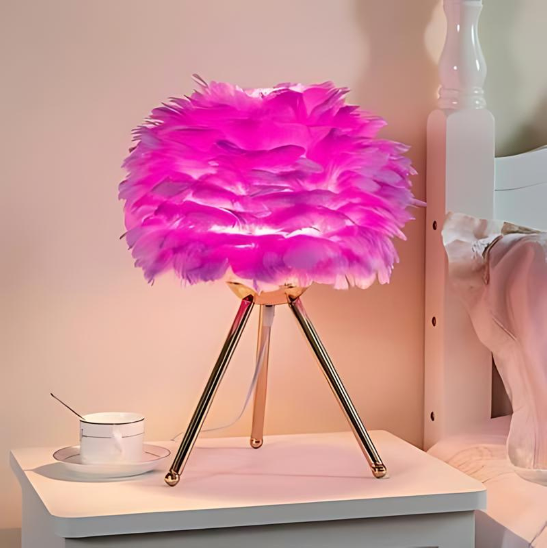 Brehn | Luxus Tischlampe mit weichen Federn