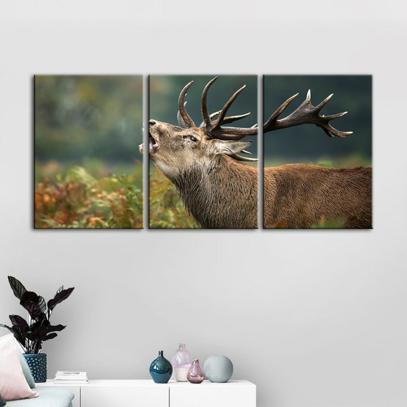 Blöken Elk - Leinwand Wandkunst Malerei 3 Teile