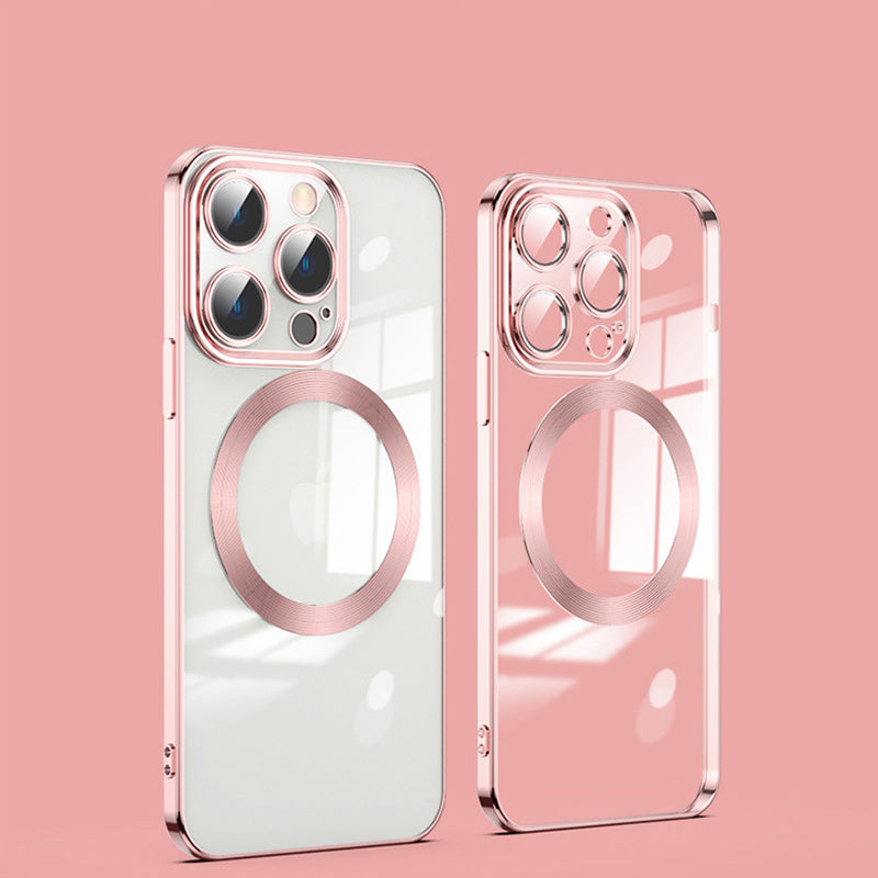 Galvanisierte, kabellose magnetische Ladehülle mit integriertem Objektiv für iPhone