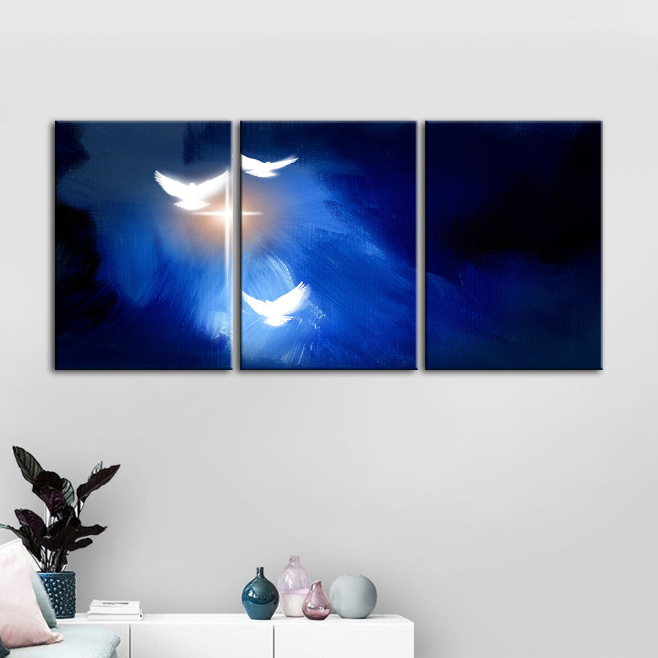 Glänzende Tauben, 3-teiliges Leinwandbild