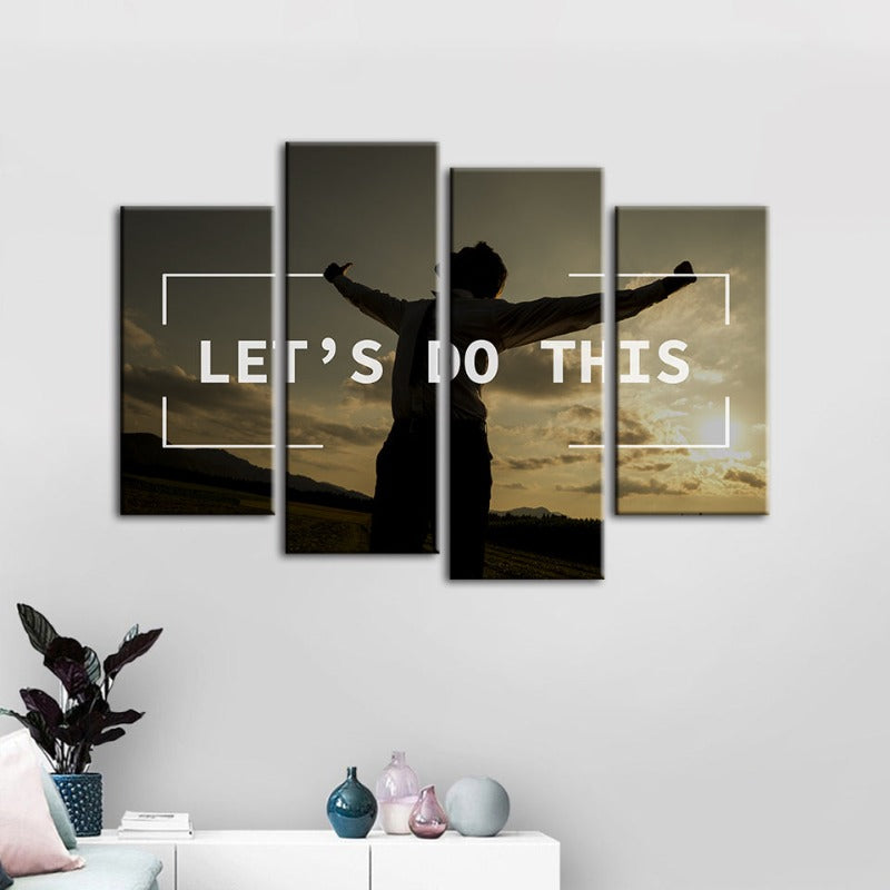 4 Stück Lass uns das machen - Leinwand Wandkunst Gemälde
