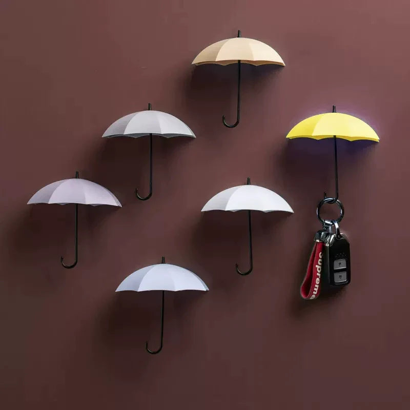 Brehn | Süßer Regenschirm Wandhaken - Bohrfreie Schlüssel- und Mantelaufhängung