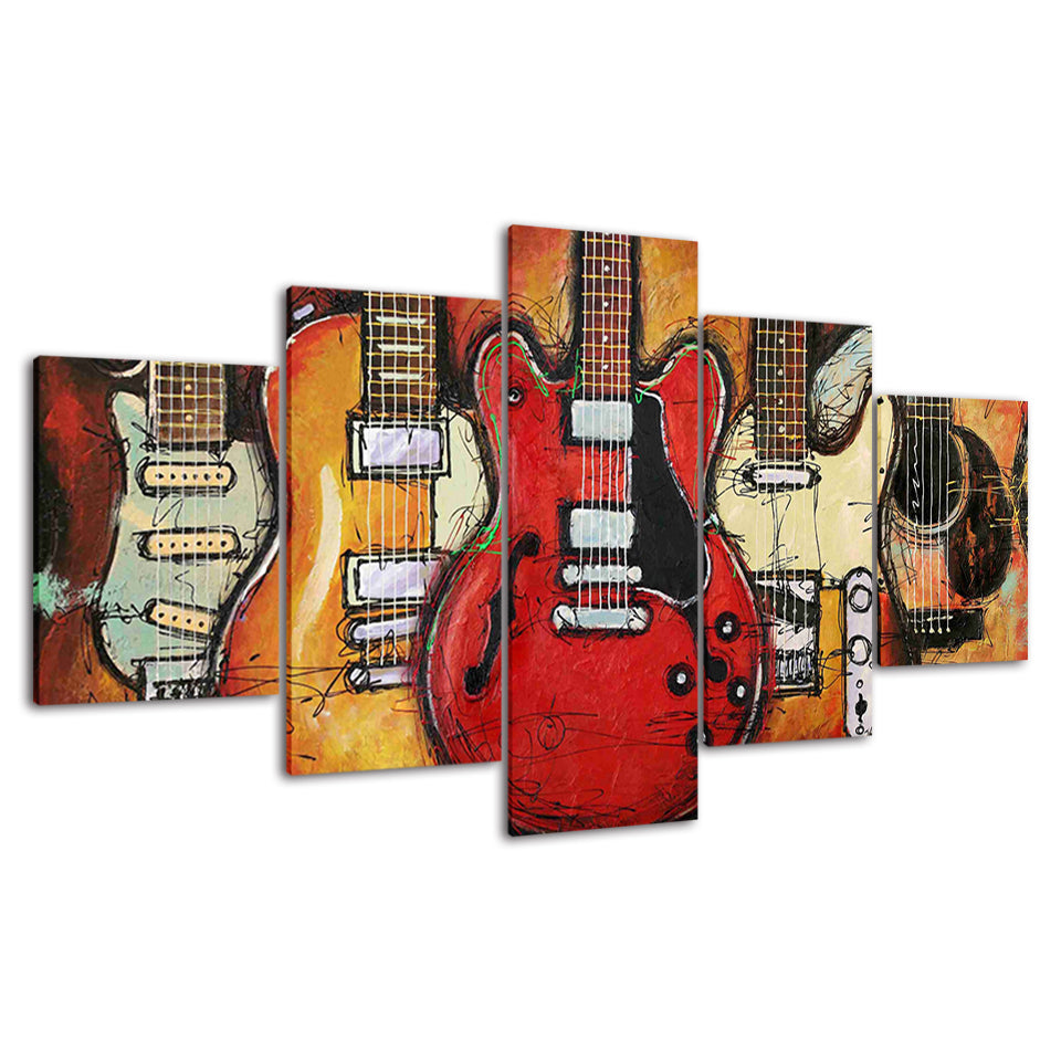 Gitarren Auf Gitarren - Leinwand Wandkunst Malerei