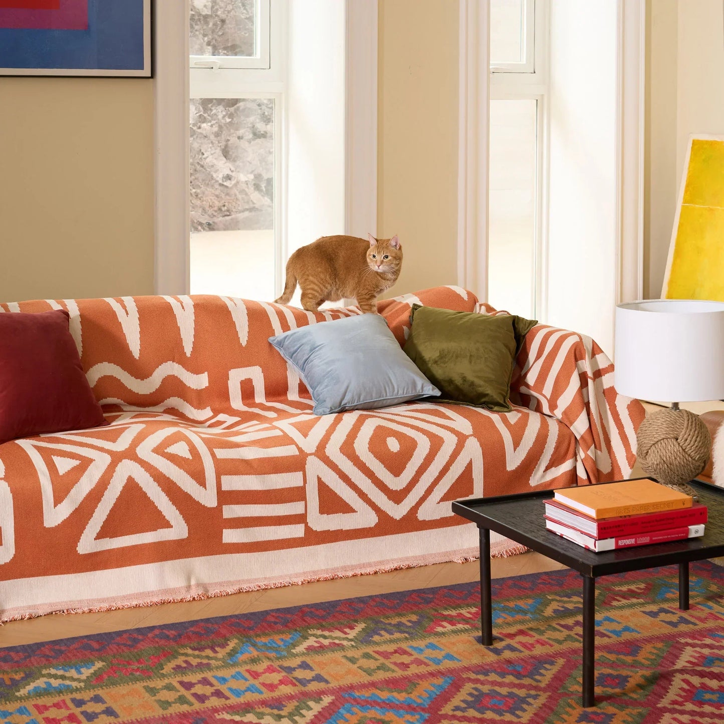 Geometrischer Boho-Stil Sofaüberzug - Modern, Stilvoll & Strapazierfähig Sofa Schutz | Brehn