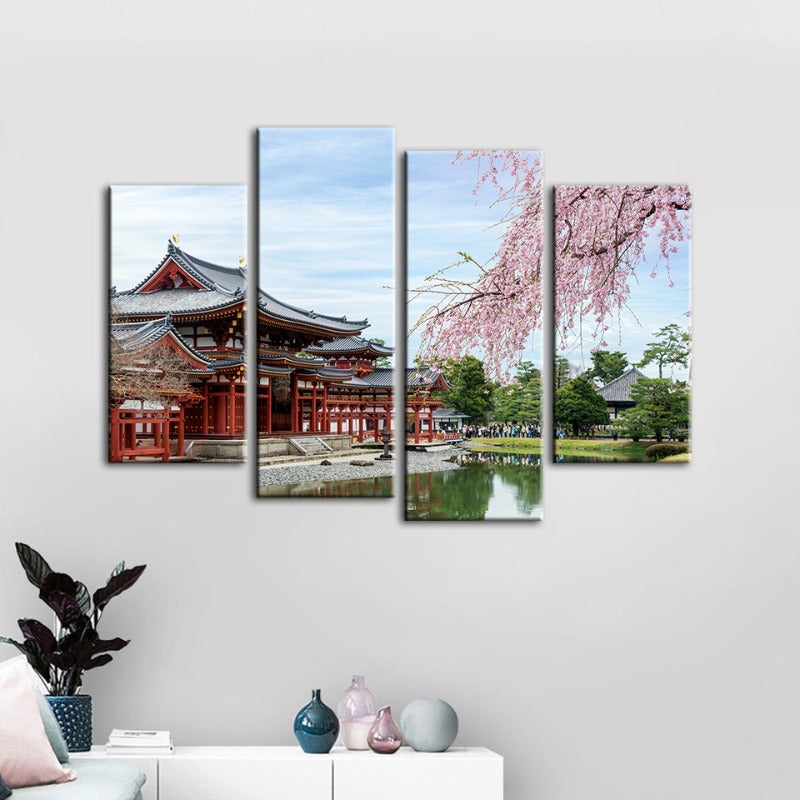 4 Stück atemberaubende Kirschblüte - Leinwand Wandkunst Malerei