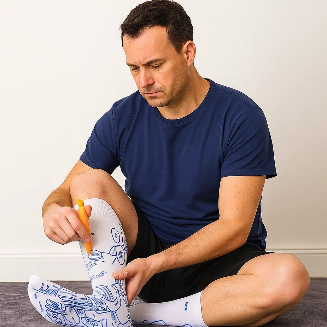 ReflexEase | Reflexzonen-Socken – Bedruckte Karte & Werkzeug – Atmungsaktives Material mit gesplitteten Zehen – Stressabbau zu Hause & Fußermüdungserholung Brehn