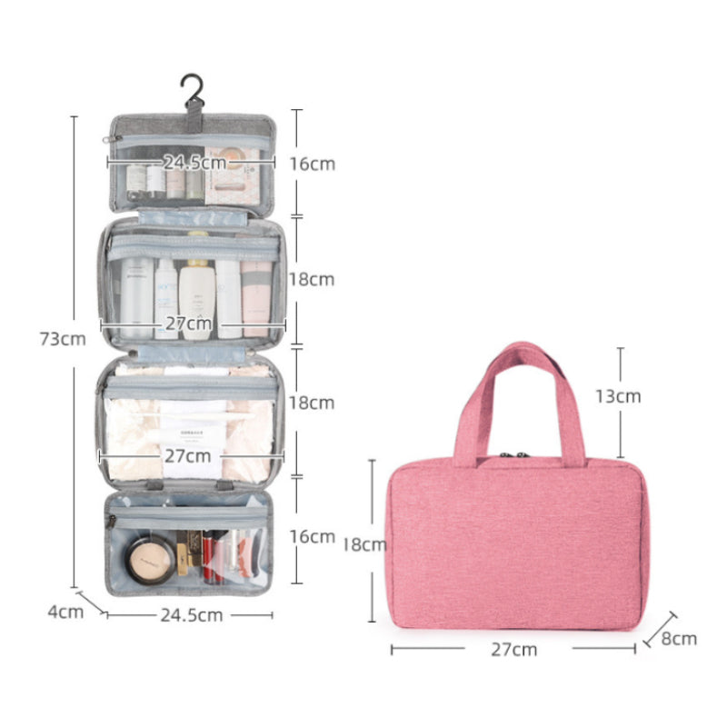 Brehn | Travelique Reise-Kosmetik-Organizer | Kompakt & Wasserabweisend | Mit 4 Fächern & 360° Haken | Für Damen & Herren