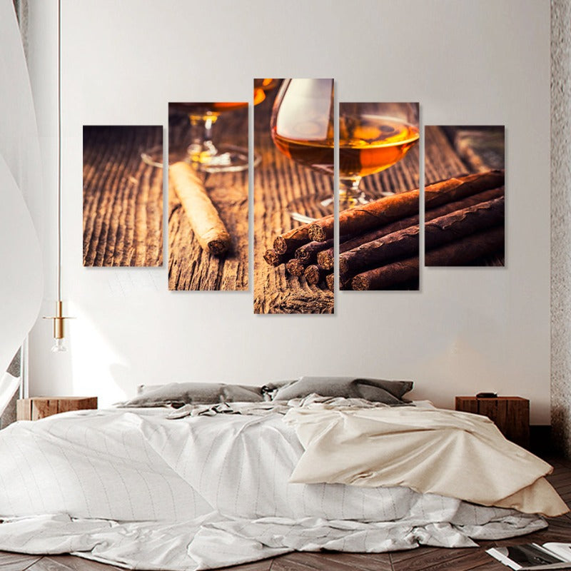 5 Stück Schöne Braune Abstrakte - Leinwand Wandkunst Malerei